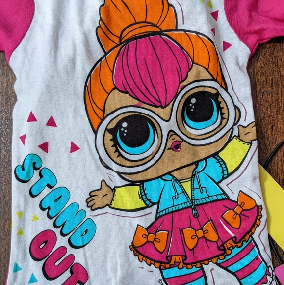 L.O.L. Surprise! Stand Out Q.T. Girls Neon Pajamas 2 Piece Set (Size 4), NWT - Picture 5 of 6